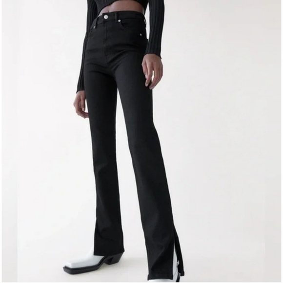 Zara Denim - NWT ZARA Split Skinny Jeans High Rise Full Length Bootcut Flare Leg Black
